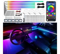 Dream+Color Acrylic Interior Car Strip LED Light with Wireless APP RGB 22 in 1 with 175 inches 600 LED Fiber Optic Ambient Lighting Kits, Dual Zone Sound Active Function LED Strip for Car