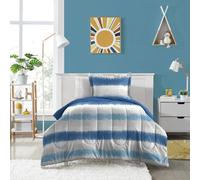 dream FACTORY Kids Set letto completo 7 pezzi in microfibra super morbida e facile da lavare, completo letto blu a righe tie-dye 2D872902BL