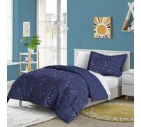 dream FACTORY Kids Set letto completo 7 pezzi in microfibra super morbida e facile da lavare, completo letto completo blu navy Zodiac