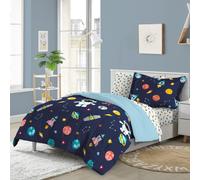 Dream Factory Kids - Set letto completo da 7 pezzi, in microfibra super morbida e facile da lavare, con copripiumino e federa, motivo: galassia b