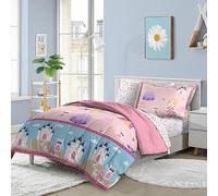 dream FACTORY Set di biancheria da letto per bambini, 5 pezzi, facile da lavare, in microfibra super morbida, per letto matrimoniale, colore: rosa Little Princess