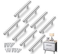 Dream HorseX 8 Pezzi Maniglia per Mobili T Bar Tubo in Acciaio Inox Maniglie a Corrimano Maniglie a Barra(Distanza dei fori:96mm,lunghezza:150 mm), per Porte Cassetti Armadio Maniglia