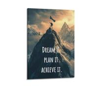 Dream It Plan It Achieve It, Stampa a tema montagna, Poster motivazionale, ambizioso poster su tela pittura decorativa poster da parete su tela e stampa artistica moderna per la camera da letto di