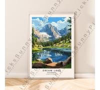 Dream Lago Muro Stampa Colorado da Viaggio Poster Illustrazione Art Muro Deco