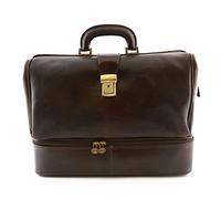 Dream Leather Bags Borsa Medico Dottore In Vera Pelle, Doppio Fondo Colore Testa di Moro - Prodotto Restart srl - Pelletteria Artigianale Toscana - Made in Italy, marchio