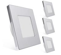 Dream Lighting faretto LED per 12 V veicolo per camper e caravan cromato a forma quadrata bianco freddo, confezione da 4