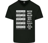 Dream Like Nero Vive Materia Storia Mese Uomo Scollo A V Cotone T-Shirt