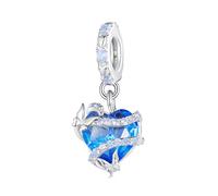 Dream Magic Love Ciondoli a Cuore Blu con Farfalla in Argento Sterling 925 Ciondolo Pendente Perlina Gioielli Regali per Braccialetto con Ciondoli Pandora