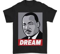 Dream Martin Luther King Nero Vive Materia T-Shirt 100% Cotone