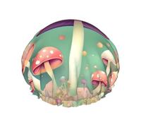 Dream Mushroom Cuffia da doccia da donna a doppio strato, riutilizzabile, design di grandi dimensioni adatto a tutte le lunghezze dei capelli, adatto per ragazze, spa e uso domestico.