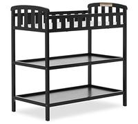 Dream On Me Fasciatoio Emily in nero, viene fornito con fasciatoio da 2,5 cm, dotato di due ripiani, fasciatoio portatile, realizzato in legno di pino neozelandese sostenibile