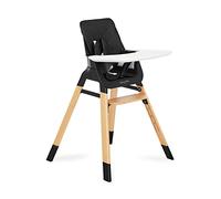 Dream On Me Seggiolone compatto in legno Nibble in nero | Leggero | Portatile | Copertura sedile rimovibile I Vassoio regolabile I Bambino e Bambino