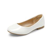 DREAM PAIRS Ballerine Bambina Slip-on Eleganti,Bianco/Pat,35