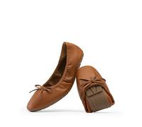 DREAM PAIRS Ballerine da donna pieghevoli a punta quadrata per le donne Bowknot eleganti comode leggere scarpe da abito, Marrone, 37 EU