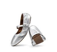 DREAM PAIRS Ballerine da Donna Pieghevoli Mary Jane Scarpe Comode e Morbide Scarpe per Feste Viaggi Uso Quotidiano,Size 41,Argento,DWUMFA2534