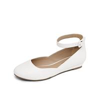 DREAM PAIRS Ballerine Donna Cinghia,Bianco-Pu,37