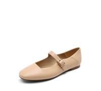 DREAM PAIRS Ballerine Mary Jane da Donna con Cinturino Regolabile con Fibbia, Fodera Morbida, Punta Quadrata per Ufficio e Tempo Libero,Size 37,Nudo,DWUMFA2520