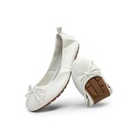 DREAM PAIRS Ballerine Pieghevoli da Donna Eleganti Slip-On Scarpe Leggere e Comode con Fiocco,Size 39,Bianco,SDFA2409W
