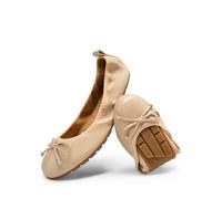 DREAM PAIRS Ballerine Pieghevoli da Donna Eleganti Slip-On Scarpe Leggere e Comode con Fiocco,Size 41,Nudo,SDFA2409W