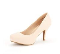 DREAM PAIRS Comodi Tacchi Alti e Sottili con Plateau Scarpe décolleté Classiche con Punta Tonda,Size 38,Nudo/Nabuk,TIFFANNY