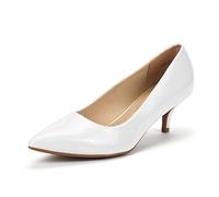 DREAM PAIRS Décolleté Classiche da Donna con Tacchi a Spillo e a Punta Eleganti Scarpe da Lavoro da Sposa,Size 36.5,Bianco/Pat,Moda