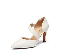 DREAM PAIRS Décolleté Classici con Tacco Alto da Donna con Cinturino sul Collo del Piede per Il Lavoro Matrimonio Ballo,Size 43,Bianco-Pu,SDPU2350W