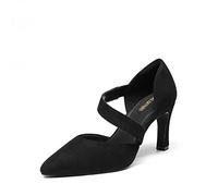 DREAM PAIRS Décolleté Classici con Tacco Alto da Donna con Cinturino sul Collo del Piede per Il Lavoro Matrimonio Ballo,Size 40,Camoscio-Nero,SDPU2350W