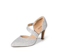 DREAM PAIRS Décolleté Classici con Tacco Alto da Donna con Cinturino sul Collo del Piede per Il Lavoro Matrimonio Ballo,Size 43,Argento Glitter,SDPU2350W