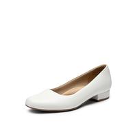 DREAM PAIRS Décolleté da donna basse e spesse con punta chiusa, comode, casual, senza lacci, per matrimoni, lavoro, ufficio, feste, Poliuretano bianco., 40 EU