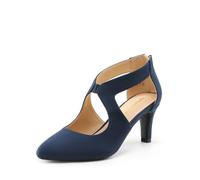 Dream Pairs - Décolleté da donna con punta chiusa e tacco kitten, eleganti, per matrimonio e cerimonie, Navy, 37 EU