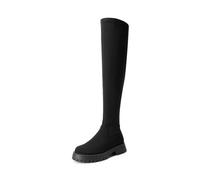DREAM PAIRS Donna Stivali Alti Classici Donna Stivali sopra Il Ginocchio con Cerniera Laterale,Size 40,Camoscio-Nero,SDOB2408W