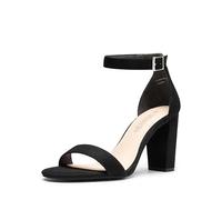 DREAM PAIRS Donna Tacco Sandali Moda Sandalo con Fibbie e Cinghie Estate,Size 37,Camoscio-Nero,SDHS2434W-E