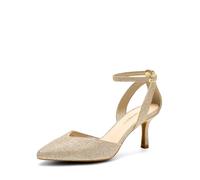 DREAM PAIRS D'Orsay - Scarpe da donna con tacco a punta, chiuse, comode, per matrimoni, feste, balli, Oro glitterato, 11