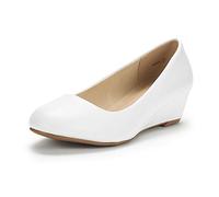 DREAM PAIRS Eleganti Scarpe Décolleté da Donna Décolleté da Donna con Zeppa Comodi Décolleté Classici,Size 37,Bianco/Pu,Debbie