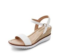 DREAM PAIRS Espadrillas da Donna con Punta Aperta Sandali Eleganti con Plateau Sandali con Zeppa Elastici con Cinturino alla Caviglia,Size 37,Bianco,SDPW2342W-E