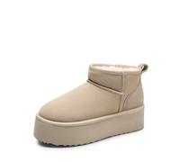 DREAM PAIRS FuzzyClassic Mini Stivale con Piattaforma Stivali da Neve Invernali Donna Stivali con Durevole Caldo Impermeabile Neve Stivale da Donna,Size 37,Sabbia,SDSB2427W