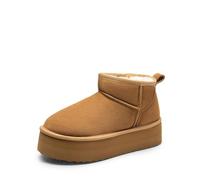 DREAM PAIRS FuzzyClassic Mini Stivale con Piattaforma Stivali da Neve Invernali Donna Stivali con Durevole Caldo Impermeabile Neve Stivale da Donna,Size 37,Castagna,SDSB2427W