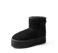 DREAM PAIRS Invernali Stivali da Classici con Plateau da Donna Resistenti Bassi Stivali da Neve Alla Caviglia con Fiocchi Fai da Te FuzzyClassic,Size 40.5,Nero,SDSB2428W