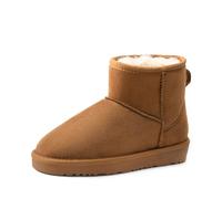 DREAM PAIRS Invernali Stivali da Neve per Bambini, alla Caviglia, Foderati in Pelliccia Sintetica, Classici e Bassi per Bambini Piccoli/Grandi,Size 32,Cammello,KSB214-1