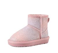 DREAM PAIRS Invernali Stivali da Neve per Bambini, alla Caviglia, Foderati in Pelliccia Sintetica, Classici e Bassi per Bambini Piccoli/Grandi,Size 36,Rosa/Arcobaleno,KSB214-1