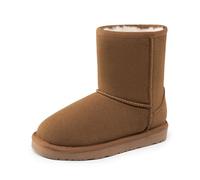 DREAM PAIRS KIDS FuzzyClassic Stivale a Metà Polpaccio per Bambini Antiscivolo Caldo Stivali da Invernali per Ragazzi,Size 33.5,Marrone Chiaro,SHORTY-K