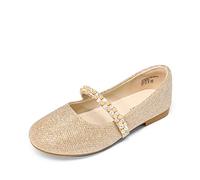 DREAM PAIRS Kids Ragazze Mary Jane Ballerine Scarpe Basse Bambina Cinturino Princess Scarpe Basse Scuola Bambina Oro Glitter SERENA-100-KIDS-NEW-E Taglia 32 (EUR)