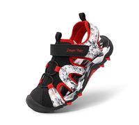 DREAM PAIRS Kids Sandali Sportivi per Bambini Unisex Estivi Scarpe da Trekking con Punta Chiusa per Sport all'Aria Aperta Ragazzi,Size 32,Nero Rosso,SDAS2305K-E