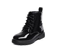 DREAM PAIRS Kids Stivaletti Stringati per Bambina Stivali da Combattimento da Equitazione per Ragazze a metà Polpaccio,Size 28.5,Nero,KBO211