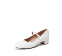 DREAM PAIRS Mary Jane Donna - Comode Eleganti Scarpe Slip-on con Tacco Basso e Largo - Modello Chiuso a Punta Tonda, Ldeale per Lavoro e Tempo Libero,Size 38.5,Bianco,SDPU26008W