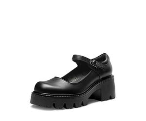 DREAM PAIRS Mary Jane Plateau da Donna Scarpe con Cinturino Comode con Tacco Largo da Donna Giapponese Lolita,Size 38,Nero-Pu,SDPU2346W-NEW-E