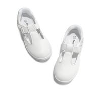 DREAM PAIRS Mary Jane - Scarpe da ginnastica piatte per uniforme scolastica, con cinturino a T, per bambine e bambine, Bianco, 2 Little Kid