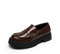 DREAM PAIRS Mocassini da donna con plateau grosso, mocassini con suola a capocchia, comodi, senza lacci, eleganti, casual, da lavoro, ufficio, Marrone, 40 EU