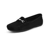DREAM PAIRS Mocassini Donna Scarpe Pelle Scamosciata di Guida Comfort Scarpe Classico Loafers,Size 42,Camoscio-Nero,SDLS2205W-NEW-E