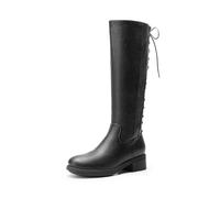 DREAM PAIRS Moda Vintage Stivali Donna Stivali con Tacco Largo da Donna Stivali Invernali Alti al Ginocchio,Size 41.5,Nero-Pu,SDKB2423W
